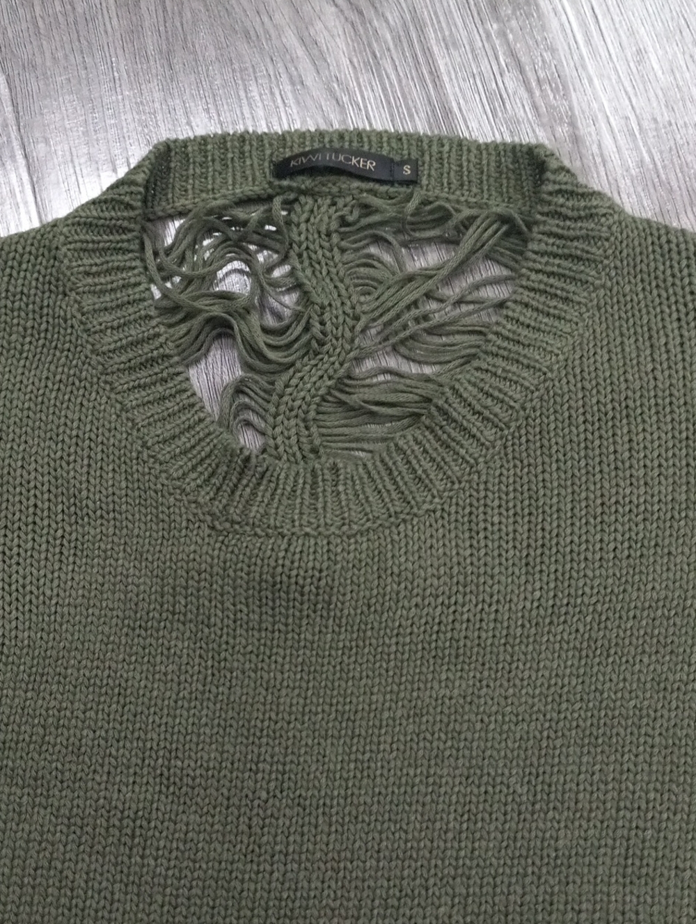 Kiwi Tucker Olive Green Fringed Knit Top